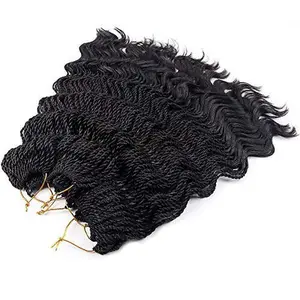 35Strands/Pack Wavy Senegalese Twist Crochet Braids 6packs/lot 14Inch Synthetic Senegalese Crochet Hair Curly Twist Braiding Hair (14 Inch, 1B # )