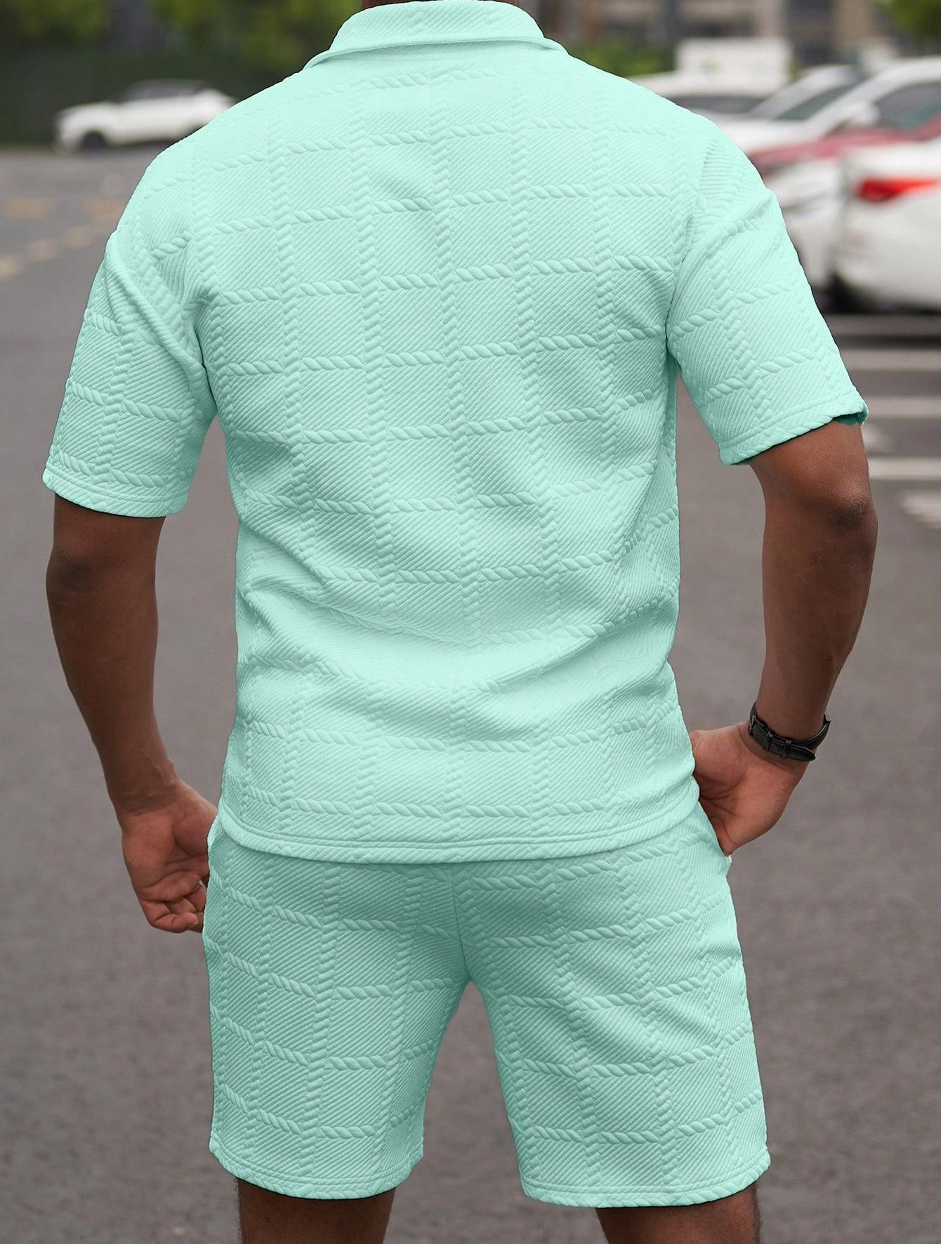 KZZ Men's 2 Piece Sets Summer Solid-Colour Formal Wear & Casual Matching Sets - Short-Sleeved Suit, Tropical Gamis, Chainsaw Top KZZ Men's 2 Piece Sets Summer Solid-Colour Formal Wear & Casual Matching Sets - Short-Sleeved Suit, Tropical Gamis, Chainsaw Top