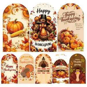Happy Thanksgiving Turkey Arch Backdrop Cover for Fall Harvest Party