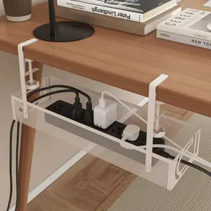 Under Desk Extension Cable Organizer (1 Count) - No Drilling Adjustable Under Desk Tray, Easy Installation Space-Saving Desk Storage, Hanging Drawer Organizer Basket for Home Office Desk Accessories