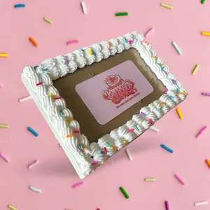 Fake Cake White Decoden Photo Frame with Sprinkles 4x6