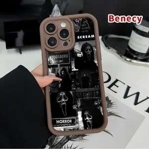 Ghostface's Realm Pattern TPU Phone Case for iPhone 17 Pro Max 16 16e 15 14 Plus 13 12 Mini 11 Air XR X XS Shockproof Drop Protection Rugged Durable Silicone Cover Cellphone Protective Casing