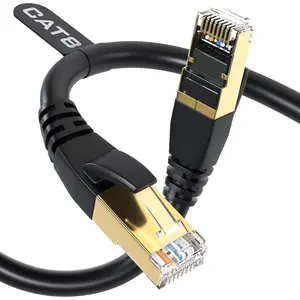 Cat8 Ethernet Cable, Outdoor&Indoor, 6FT Heavy Duty High Speed 26AWG, 2000Mhz with Gold Plated RJ45 Connector, Weatherproof S/FTP UV Resistant for Router, Modem, PC, Gaming