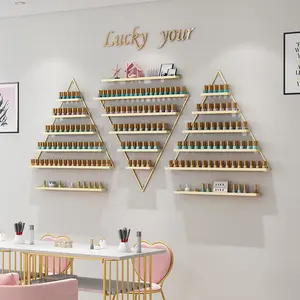 CNCEST 5-Tier Wall-Mounted Metal Nail Polish Display Rack Floating Wall Mount Home Decor Shelves Essential Oil and Perfume Combo Rack for Nail Salon