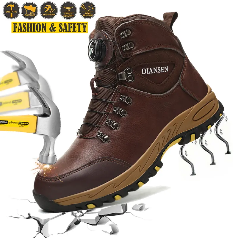 Fashion Safety Shoes Men's Work Steel Toe shoes Indestructible Protective Shoes Puncture-Proof Security Footwear Slip-resistant shoes work life waterproof shoes wear resistant Roofing Shoes,father'sdaygifts