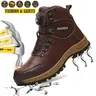 Men's Minimalist All-Season Athletic Steel Toe Work & Safety Footwear - Buckle Closure, 1100N Kevlar Guard, Puncture-Proof Midsole Shields, Slip-Resistant Waterproof Wear-Resistant Soles, Walking Shoes for Workers, Mesh Fabric Roofing Outdoor Use