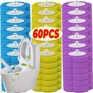 Disposable Toilet Brush and Holder Set, Extended Handle Bathroom Cleaning Brush Kit with Replaceable Refills, Ocean Fresh Scent, Blue