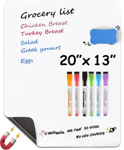 MaxGear 20'' X 13'' inch Magnetic Dry Erase Whiteboard for Refrigerator, Fridge Whiteboard Sheet for Kitchen Fridge Shopping List Notice Board with New Stain Resistant Technology (1 Eraser,6 Markers)