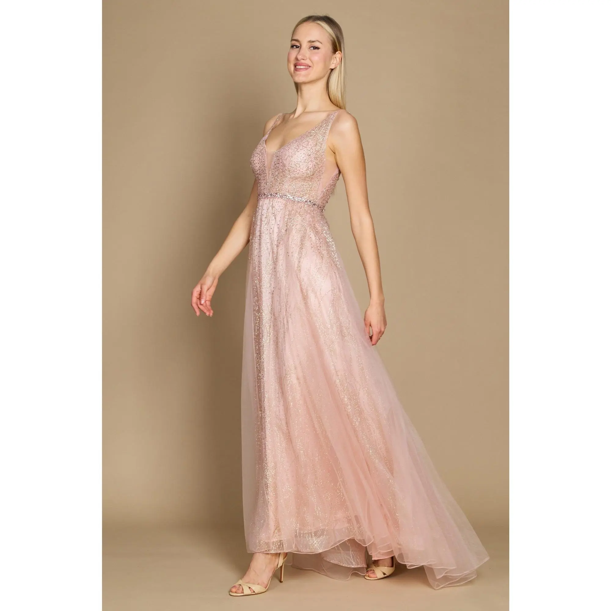 Dylan & Davids Long Formal Prom Rose Gold Dress