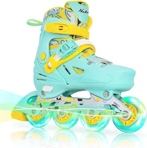Nattork Adjustable Inline Skates for Kids, Teal, Model 220 - Ideal for Inline Skating
