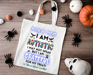 "I Am Autistic" Trick-or-Treat Bag (Puzzle Style)