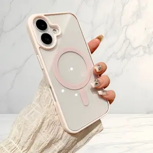 Color Magnetic Phone Case for IPhone 11 12 13 14 15 16 Pro Max Shockproof Protection Cases Hard Casing Simple Design Black Cover