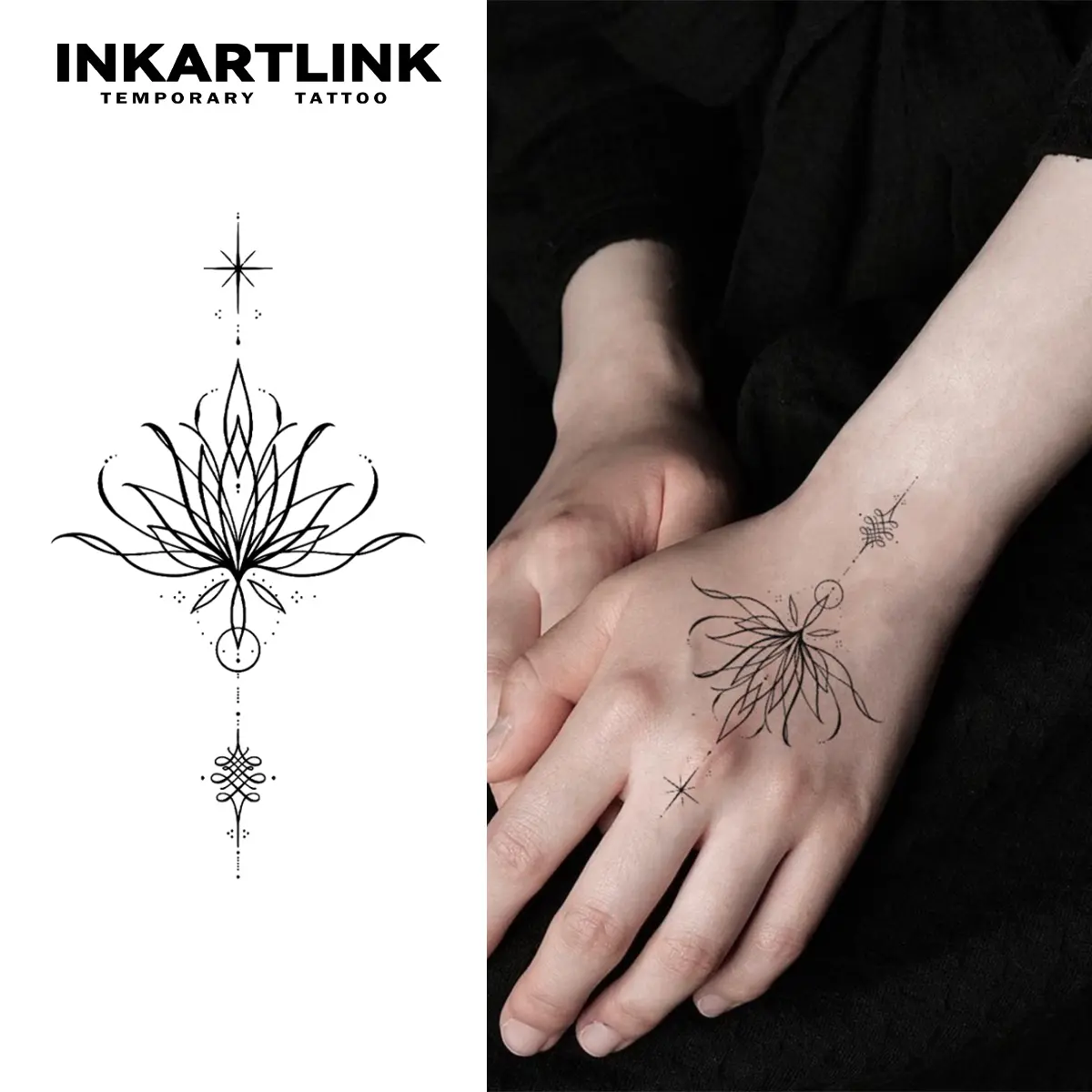 INKARTLINK Ephemeral Temporary Tattoos, Lasts Weeks, Realistic Look | 10 Floral Designs, 2 Sheets, Henna Tattoo Sticker, Tattoo Art