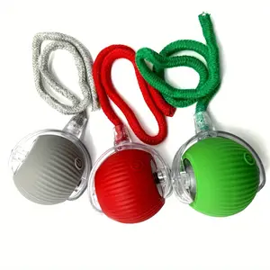 Red, Grey & Green 3pcs Set of Fully Automatic 360° Rolling Pet Balls with Grinding & Relief Function, USB Charging LED Light, Durable Plastic Material
