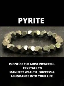 Handmade Raw Pyrite Bracelet - Faceted Bohemian Beads, Symbol Of Wealth And Abundance, Inner Strength Chakra Jewelry, Vintage Spiritual Gift For Valentine's Day, Mother's Day, Father's Day, Beads For Bracelet, Spiritual Jewelry, Rustic Design, Natural Tex