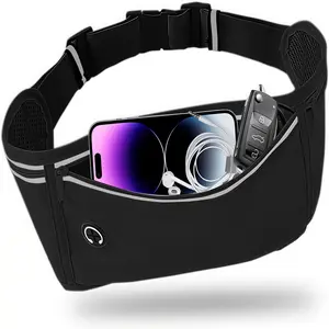 Slim Running Belt for Women Men,Runners Fanny Pack Phone Holder,Money Belt,Running Gear Accessories,with 3 Pockets
