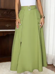 Women's casual long skirt, made of loose micro-elastic woven fabric suitable for all seasons, comfortable and fashionable, suitable for daily wear all-season versatile