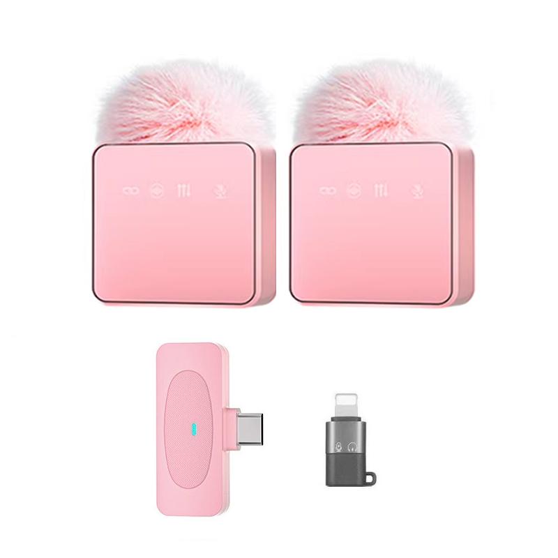 Wireless microphone, USB rechargeable wireless microphone, comes with a Lightning adapter, clip-on design, suitable for HD video blogging/live streaming, audio and microphone.