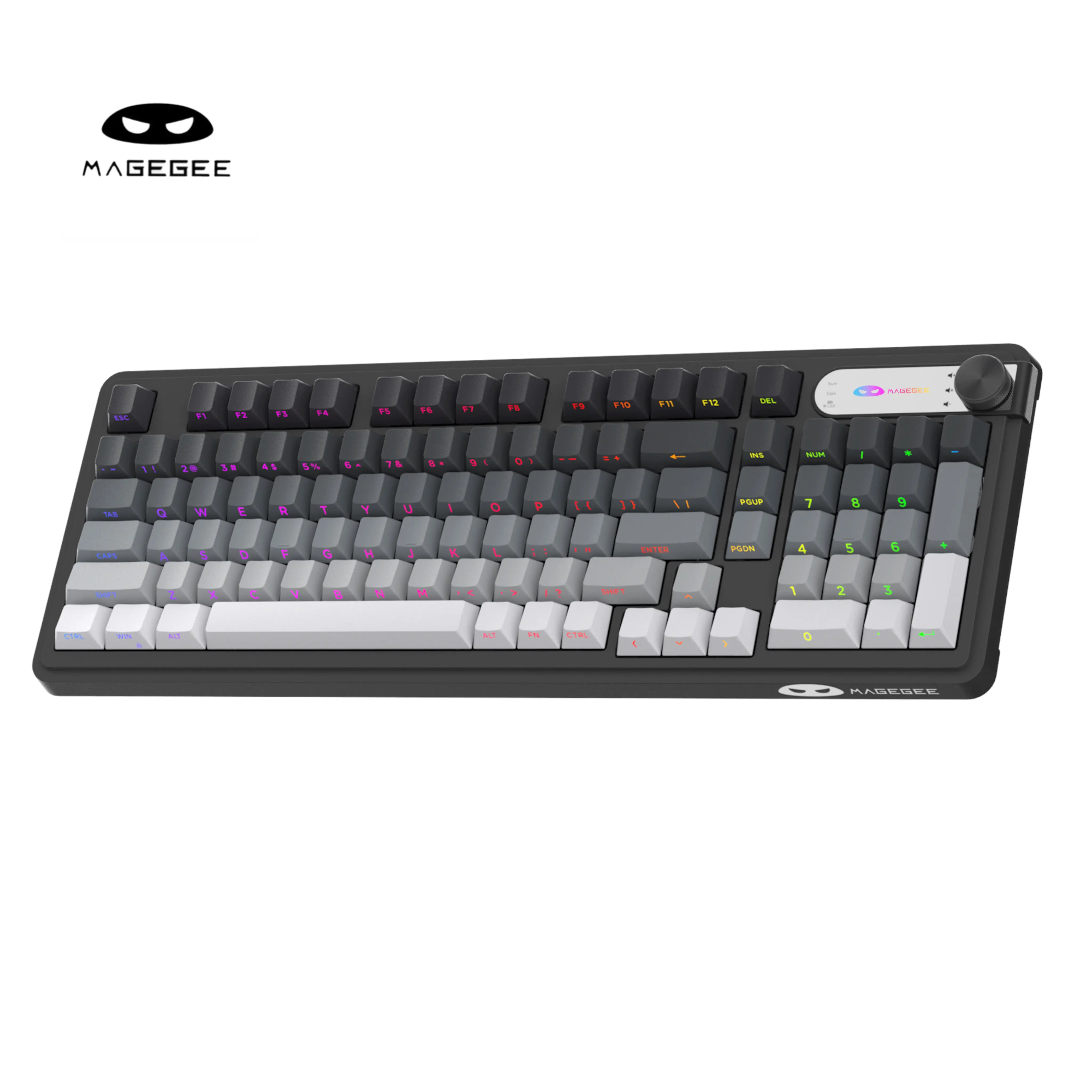 MageGee GK960 Wired 2.4G BT Keyboard with 98-Key Membrane ABS Keycaps RGB Lights Adjustable Brightness Speed Multiple Lighting Modes