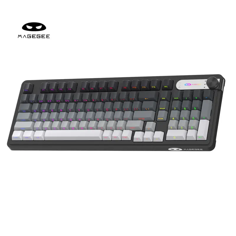 MageGee GK960 Wireless Gaming Keyboard, 98-Keys RGB Backlight Colorful Design Model with Knob, Triple Mode (Bluetooth, 2.4G, Wired) Mechanical-Feel, PC Accessories for PC Mac Gamers, Colorful Design Keyboard