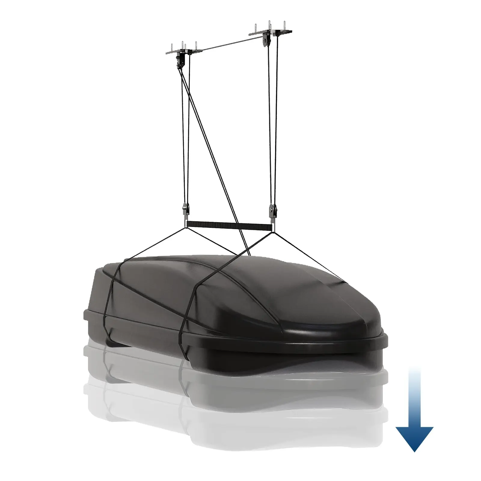 Garvee Heavy‑Duty Cargo Box Garage Pulley System, Ceiling Hoist Kit for 10–14 ft Ceilings, 150 Lbs Capacity with Dual Fixed‑Point Design, Adjustable Lifting Straps, Ideal Ceiling Mounted Storage Racks