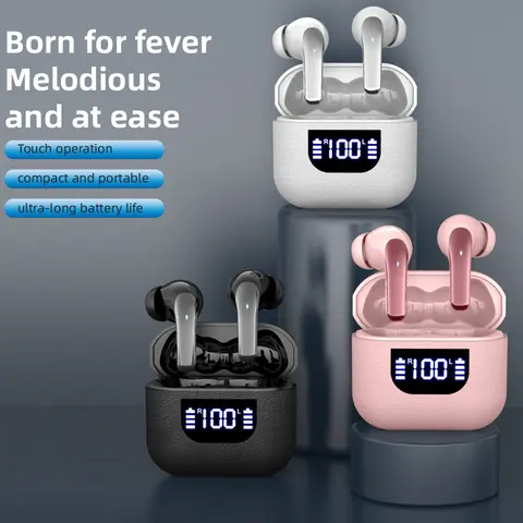 Bluetooth Noise Cancelling In-Ear Wireless Earbuds - High Quality Headphones, Digital Display, Ultra-Long Playtime, Type-C Fast Charge Case, Stereo Sound, Deep Bass Detail, Touch Controls, Built-In Mic, iPhone/Android Compatible, Sports Use