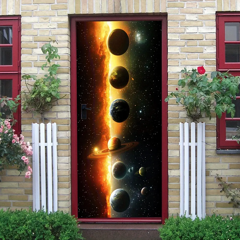 2pcs Solar System Planet Wall Stickers for Kids Room Bedroom Living Room Decoration Removable PVC Space Galaxy Wall Decals Stars Planets Universe Wall Art Decor for Home Office Nursery Room Decoration