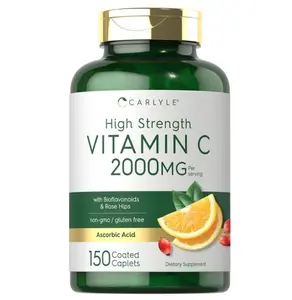 Vitamin C 2000mg | with Rose Hips | 150 Caplets | Vegetarian, Non-GMO, Gluten Free Supplement