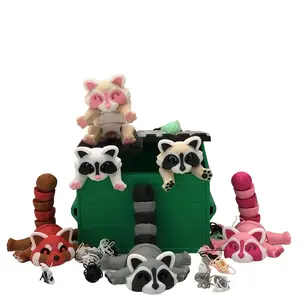 3D Printed Racoons with Dumpster Bin, Articulated Dumpster Racoon, Fidget ADHD Accessory Desktop Racoons Decor Nature Ornaments Gift