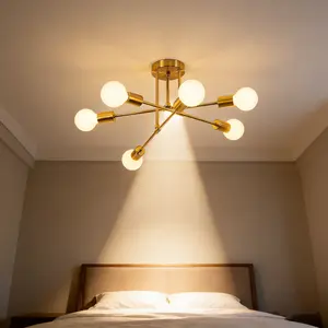 Ceiling Pendant Light Modern Minimalist Home Ambiance Polished Metal Finish that Creates A Striking Visual Texture 6 Sputnik-Style Designs ( Light Bulb Styles not Included ) Allowing for Flexible Light Source Combinations and Suitable for Diverse Spaces