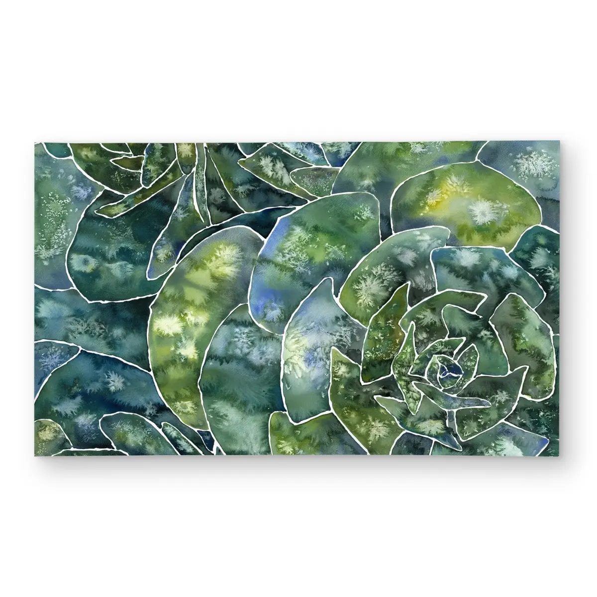 Begin Home Decor C1ROAR352MXJPU 3 x 5 ft. Abstract Succulents - Green Cactus Outdoor Area Rug for Home Decor - Rectangle