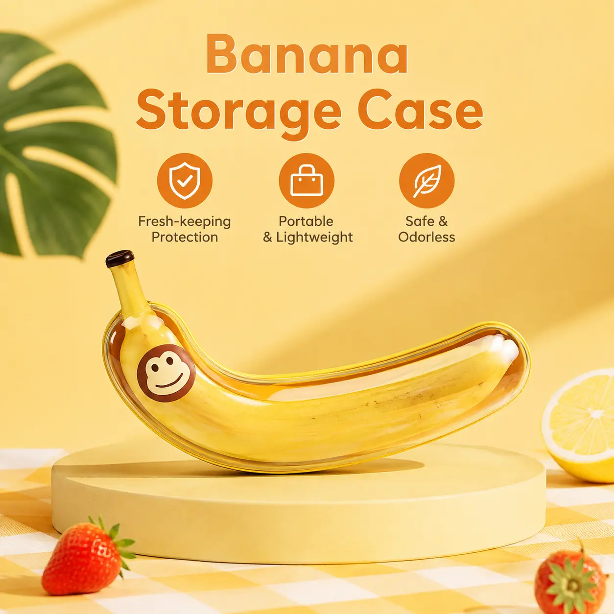 Banana Storage Container, Anti-pressure Fresh Keeping Case with Breathable Holes, Portable Fruit Protector for Outdoor, School, Office and Sports Daily Use