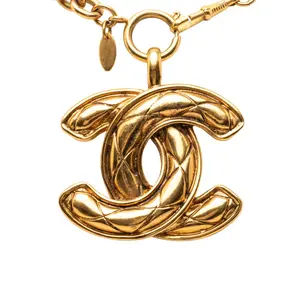 Pre-owned CHANEL Other Small Leather Goods Matelasse Logo Pendant Necklace