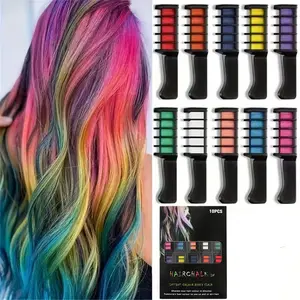 10 Color Temporary Hair Dye Convenient Brush Set, Safe Non-Toxic Kids Hair Dye Pencils, Party Cosplay Stage Performance Hair Dye Tool, Washable Rainbow Highlights