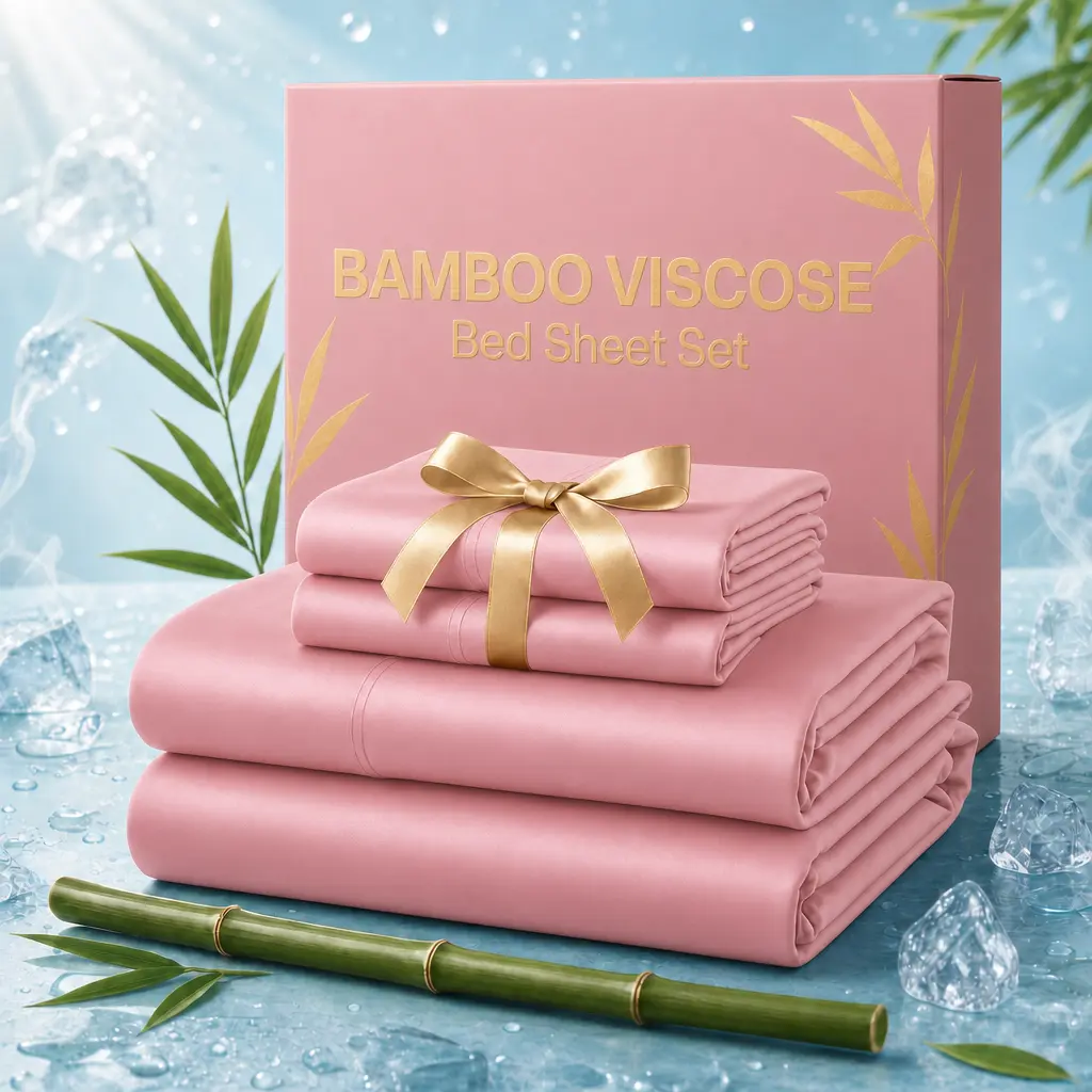 Jollyvogue Extra Deep Pocket Bamboo Sheets - 6 Pcs Breathable & Cooling Bed Sheet Set, Hotel Luxury Fitted Soft Wrinkle-With 16-Inch Deep Pocket, Suitable for All Seasons, Twin/Full/Queen/King Size Pillowcase Sets