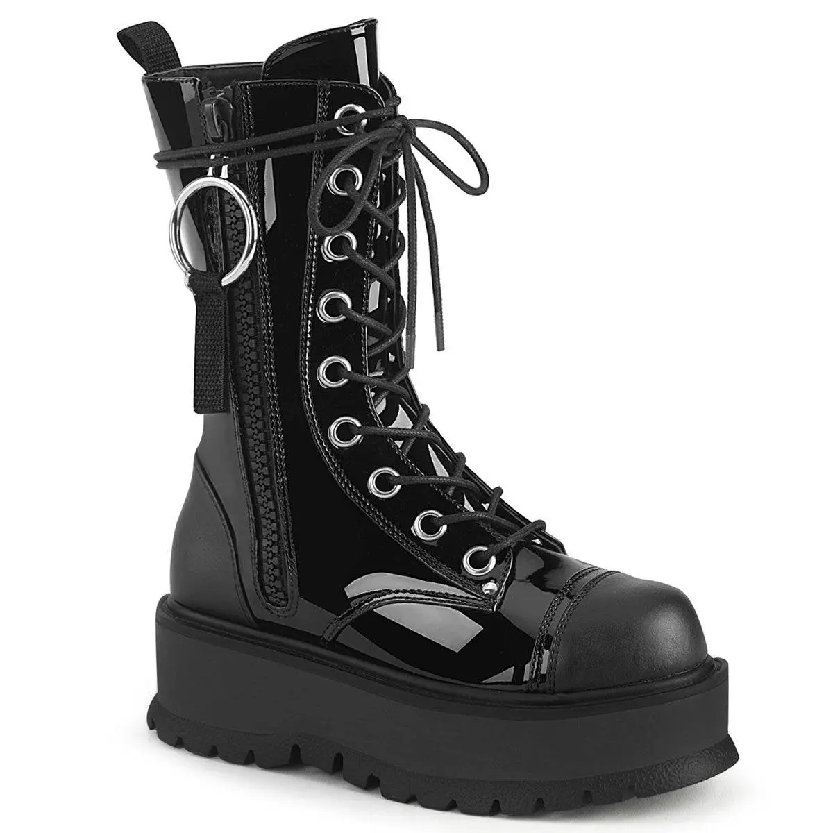 Demonia Slacker-220 Black Vegan Leather Ankle Boots