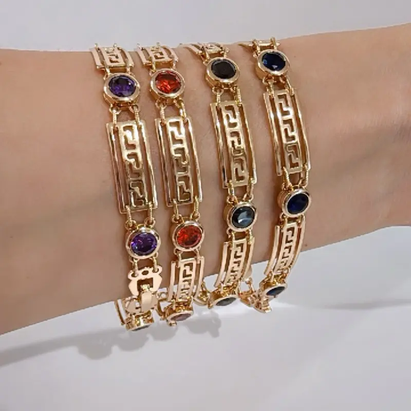 Elegant Greek Bracelet #0879 18k Laminated Gold Hypoallergenic 3 Layers Protection 7.5 Inches Daily Use Jewelry