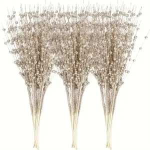 10 artificial sparkling berry stems for decoration. Select decorative beads from the Christmas glittering branches. Suitable for DIY wreaths for Christmas trees, handmade crafts as gifts, small flower vases for home decoration Decoration Bouquet