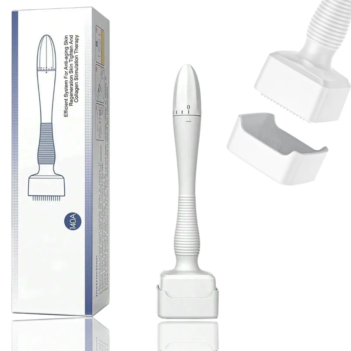 Adjustable Derma Stamp Microneedle Tool - At Home Facial Face Care Instrument for Beginners, Gentle Tool to Boost Serum Absorption, Refine Skin Texture with Handle