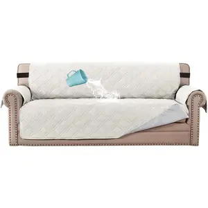 100% Waterproof Sofa Slipcover Washable Sofa Cover Non-Slip Couch Cover for 3 Cushion Cover Furniture Protector for Pets Couch Slipcovers with Puppy Paw Backing(Sofa, Off White)
