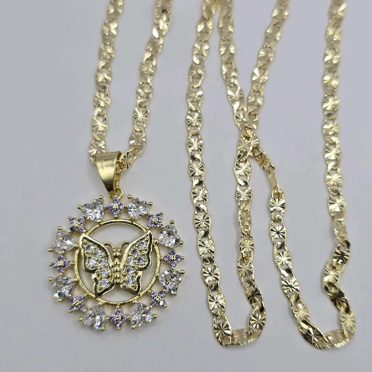 Butterfly beautiful necklace regular style with heart's stone's gold-plated 18"inches 24"inches available