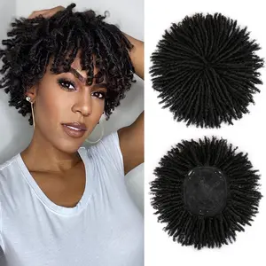 Short Dreadlock Hair Topper Wig With Clips In Faux Locs Braided Half Wigs Synthetic Dreadlocks Hair Toupee Afro Wigs For Women