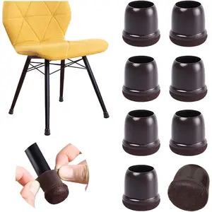 20 Pcs Small Chair Leg Floor Protectors for Hardwood Floors, Upgraded Rubber Chair Leg Caps with Felt Pads, Dark Brown Furniture Leg Covers Protect Floors from Scratches Reduce Noise (Fit 0.75"-1")