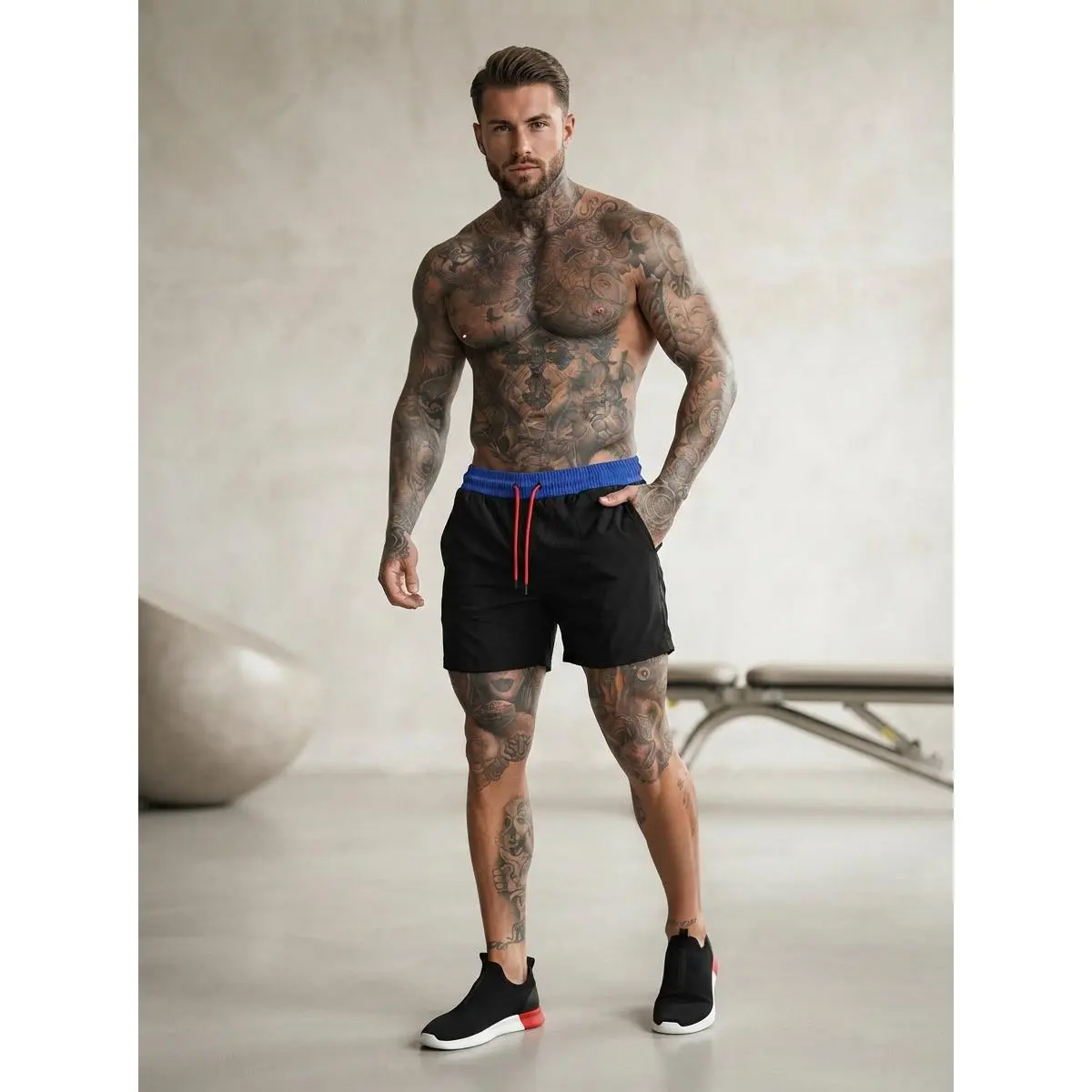 Men's Breathable Fitness Shorts, 4" Inseam Lightweight Stretch, Lining-Free with Zipper Pockets for Running & Workout, Men’s Shorts, Drawstring Shorts Pants