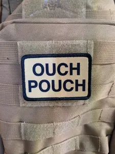 tan ouch pouch removable patch 2"x3" morale patch with hook and loop back