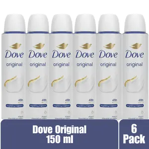 Dove Original Antiperspirant Deodorant Aerosol Spray 48H Protection Long Lasting Fragrance 1/4 Moisturizing Cream 0% Alcohol 6-Pack