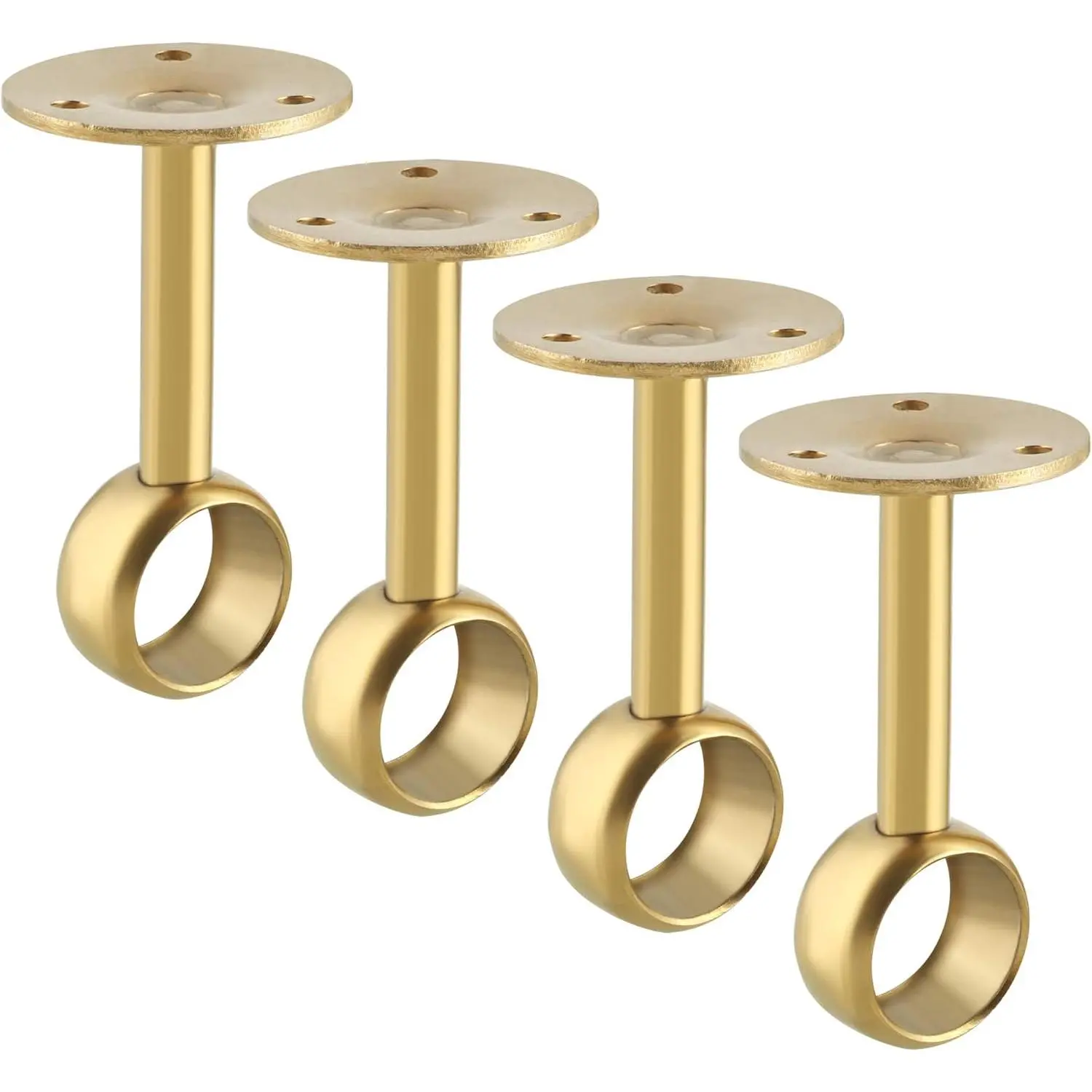 Curtain Rod Holder Bracket 1''Dia,Closet Rod Holders Wall Mount,Ceiling Mounted Curtain Rod Flange Brackets,Ceiling Curtain Rods Brackets for Bathroom Curtain,Stainless Steel  Finish,4 Pcs