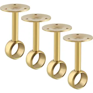 Curtain Rod Holder Bracket 1''Dia,Closet Rod Holders Wall Mount,Ceiling Mounted Curtain Rod Flange Brackets,Ceiling Curtain Rods Brackets for Bathroom Curtain,Stainless Steel  Finish,4 Pcs