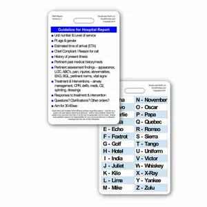 Hospital Report Guidelines w/ Phonetic Alphabet Badge Card