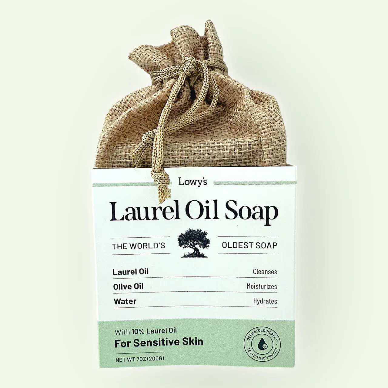 Lowy's Sensitive Bar 10% Laurel Oil Soap for Gentle Cleansing & Moisturizing - 7oz Everyday Facial Body Wash & Shampoo Bar